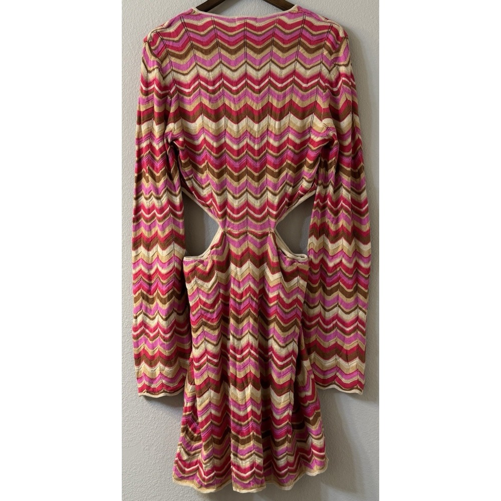 Show Me Your Mumu 'Carlo' Cut Out Horizon Stripe Knit Dress Size XL Retro NEW - Picture 3 of 16